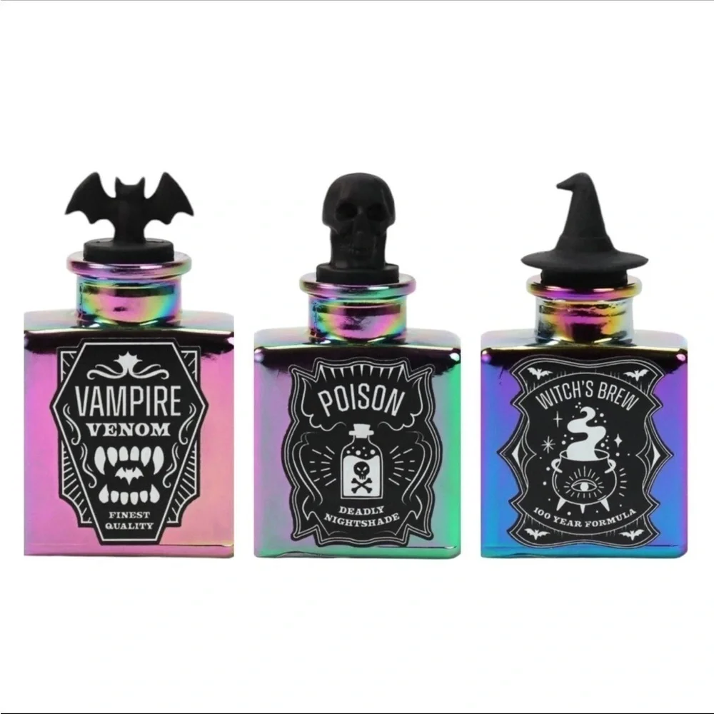 Target bullseye set of 3 Halloween Potion Bottles - Iridescent Black